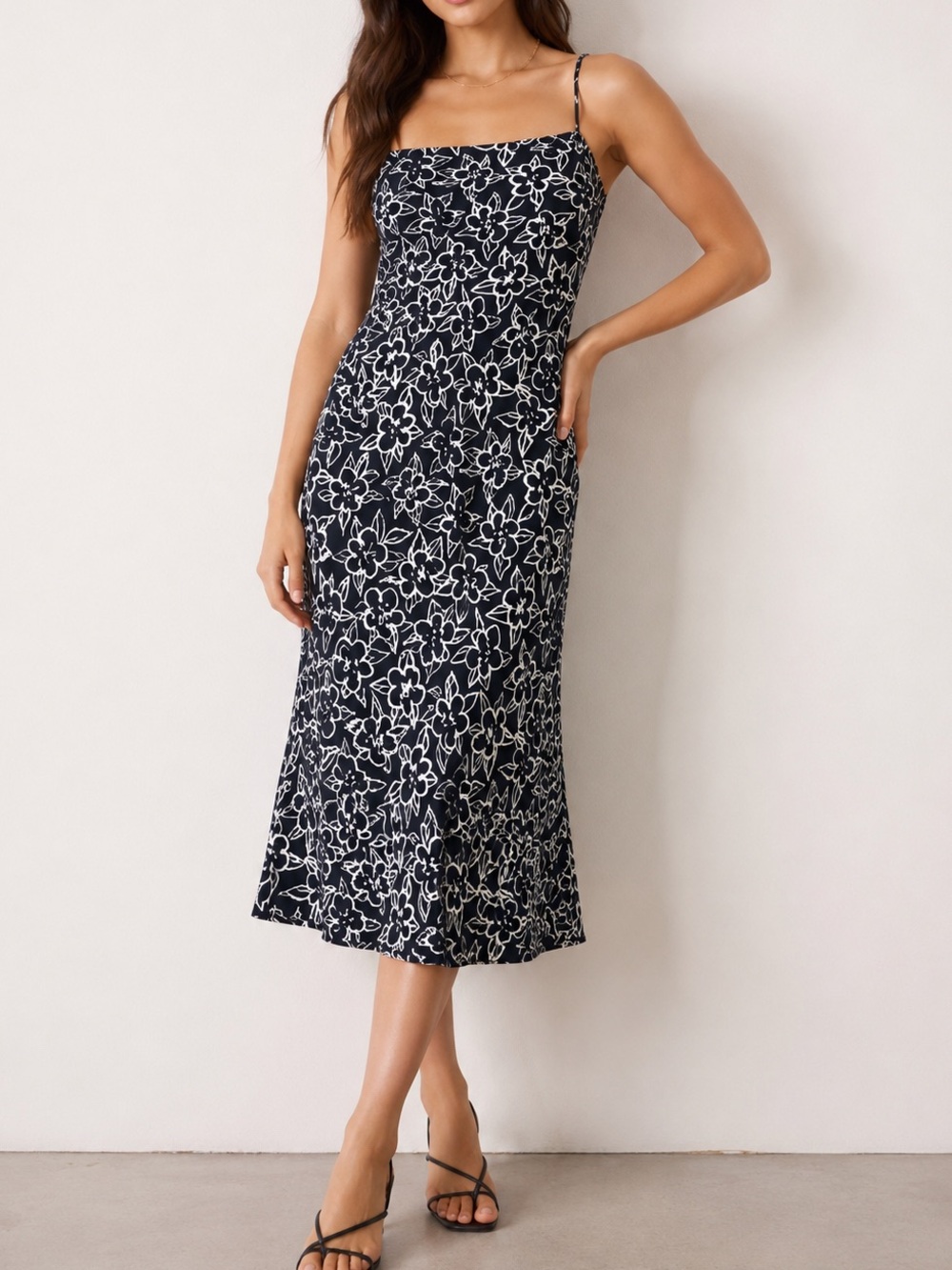 Josie by Natori VTG 90’s Y2k Black Floral Satin Slip Dress Size Large